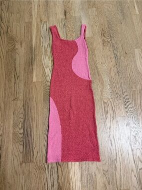Y2K Two Tone Knit Midi Dress Small